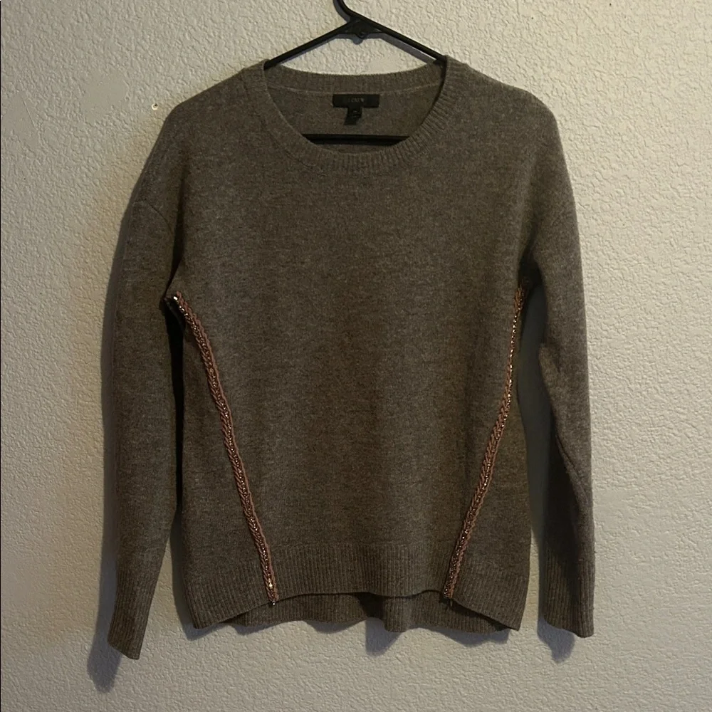 J. Crew Grey Sweater with Bronze Details